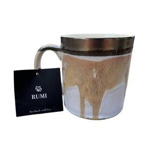 NWT Potter’s Corner Coffee Tea Mug Cup 10oz Fire Glazed. Gold and Off White